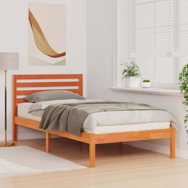 vidaXL Voodi raam peaga Vahapruun 75 x 190 cm Tahke m&auml;nd