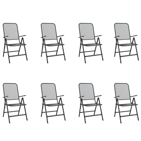 vidaXL 9-osaline aia söögimööbli komplekt, antratsiit, metall, võrk