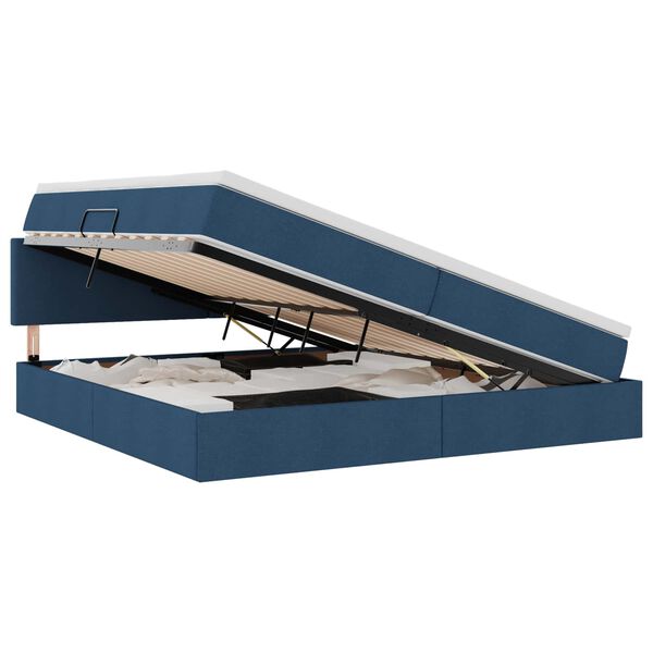 vidaXL Voodi hoiukohaga ja madratsiga Sinine 200 x 200 cm Tehispuit