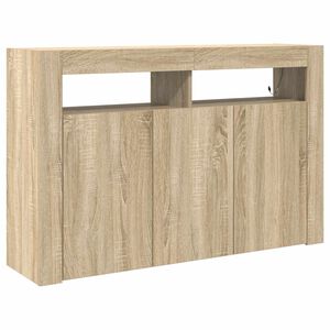 vidaXL K&otilde;ide LED -ribatuledega Sonoma tamm 116 x 30 x 75 cm Tehispuit