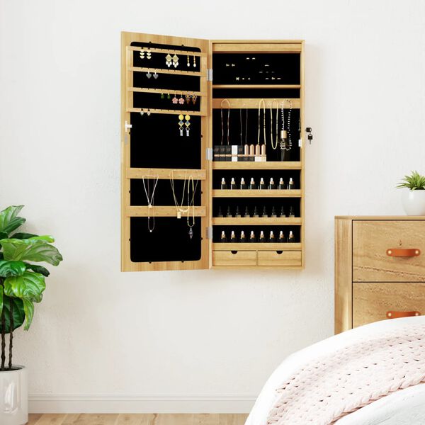 vidaXL seinale kinnitatav ehetekapp peegli ja LED-tuledega