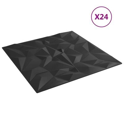 vidaXL seinapaneelid 24 tk must 50x50 cm EPS 6 m² ametüst