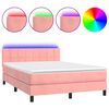 vidaXL kontinentaalvoodi madrats, LED, roosa, 140x190 cm, samet