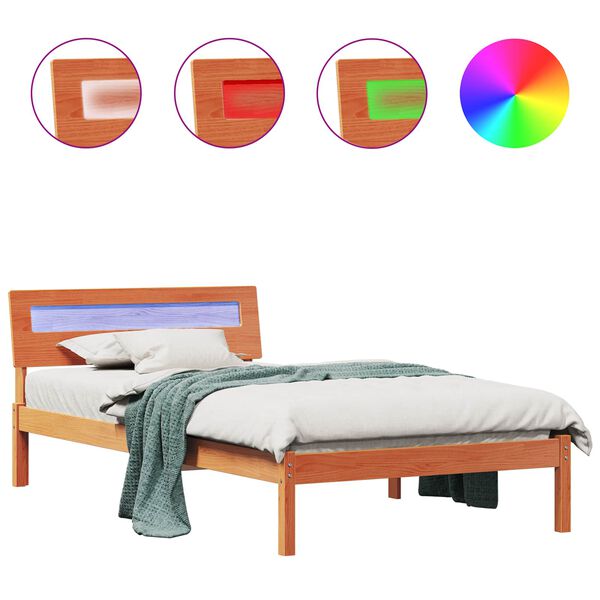 vidaXL Voodi raam peaga Vahapruun 90 x 200 cm Tahke m&auml;nd