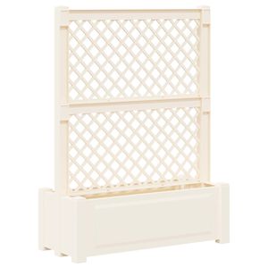 vidaXL Suur pott trellisega Valge 99,5 x 43 x 133,5 PP
