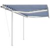 vidaXL automaatne varikatus, tuuleandur, LED, 3x2,5 m sinine, valge