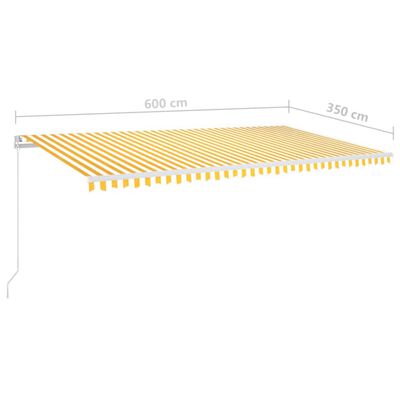 vidaXL käsitsi sissetõmmatav varikatus 600 x 350 cm, kollane ja valge