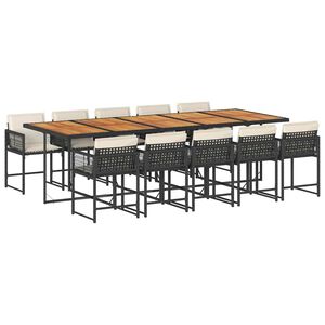 vidaXL 11-osaline aiam&ouml;&ouml;bli komplekt patjadega, must, pol&uuml;rotang