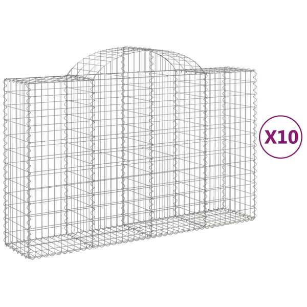 vidaXL kaarekujulised gabioonkorvid 10 tk, 200x50x120/140 cm, raud
