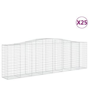 vidaXL kaarekujulised gabioonkorvid 25 tk, 400x50x120/140 cm, raud