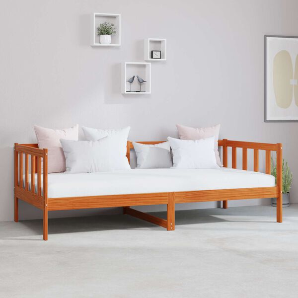 vidaXL P&auml;evavoodi madratsiga peaga Vaha Pruun ja Valge 90 x 200 cm