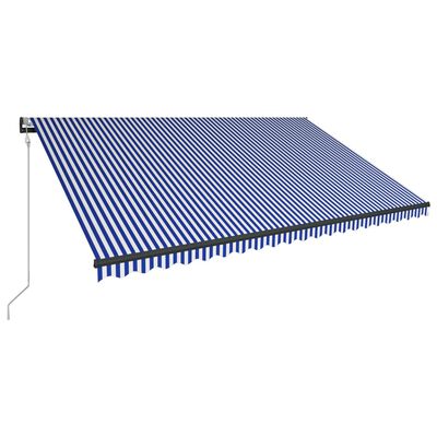 vidaXL varikatus, tuuleandur ja LED, 500 x 300 cm, sinine ja valge
