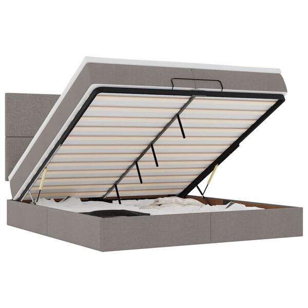 vidaXL Ottomani voodiraam madratsitega pruunikashall 200x200cm kangas