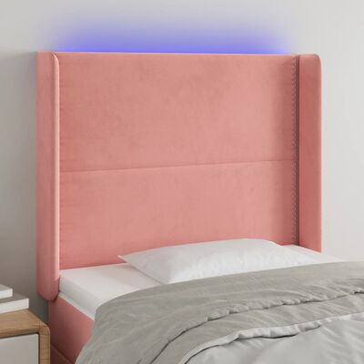 vidaXL LED-voodipeats, roosa, 103x16x118/128 cm, samet