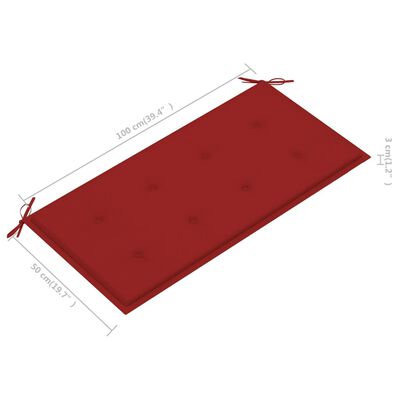 vidaXL aiapink punase padjaga, 112 cm, toekas tiikpuu