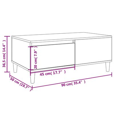 vidaXL kohvilaud, valge, 90x50x36,5 cm, tehispuit