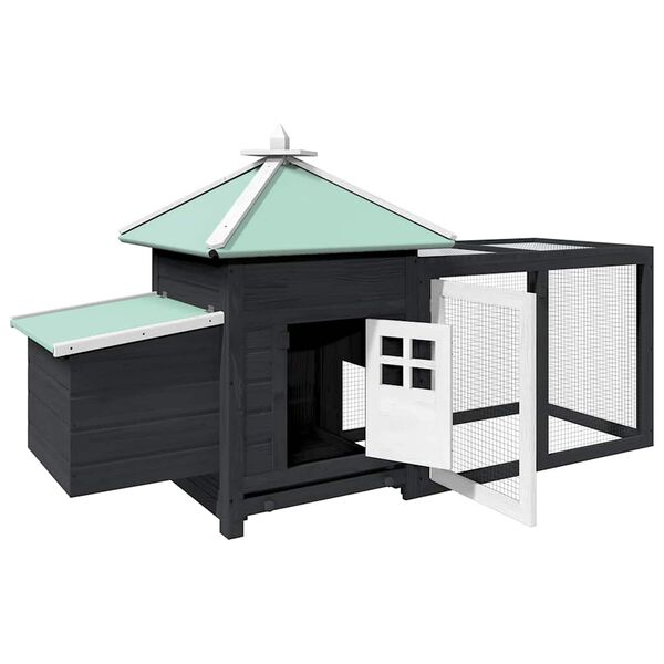 vidaXL kanakuut pesakastiga, hall 190x72x102 cm, kuusepuit