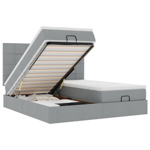 vidaXL Ottomani voodiraam madratsitega, helehall, 160x200 cm, kangas