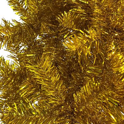 vidaXL kitsas valgustatud kunstkuusk kuulidega, kuldne, 120 cm