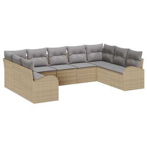 vidaXL Diivanikomplekt padjaga 9 pcs Beež Pol&uuml; Rattan
