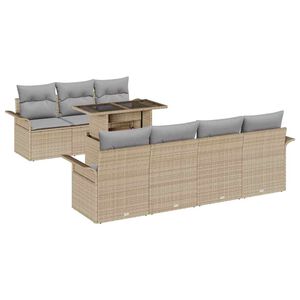 vidaXL Aia Diivanikomplekt padjaga 8 pcs Beež pol&uuml;rotang