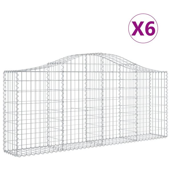 vidaXL kaarekujulised gabioonkorvid 6 tk, 200x30x80/100 cm, raud