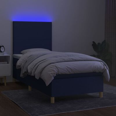 vidaXL kontinentaalvoodi madrats ja LED, sinine, 100x200 cm, kangas