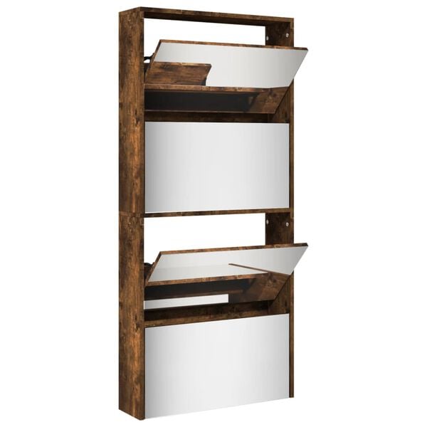 vidaXL 4 sahtliga kingakapp, peegliga, suitsutatud tamm, 63x17x134 cm