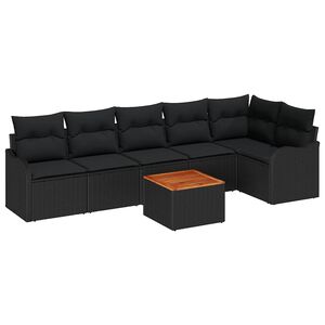 vidaXL Aia Diivanikomplekt padjaga 7 pcs Must pol&uuml;rotang