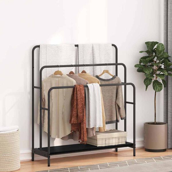 vidaXL Riidepuu riiuliga Must tamm 90 x 30 x 100,5 cm Tehispuit