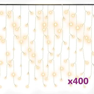 vidaXL LED-valguskardin, 10 m, 400 LEDi, soe valge, 8 funktsiooni