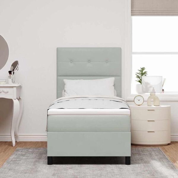 vidaXL LED Box Spring Voodi madratsiga Helehall 80 x 200 cm kangas
