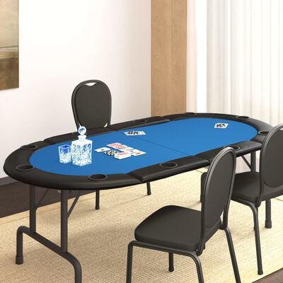 vidaXL kokkupandav pokkeri lauaplaat 10 mängijale, sinine 208x106x3 cm