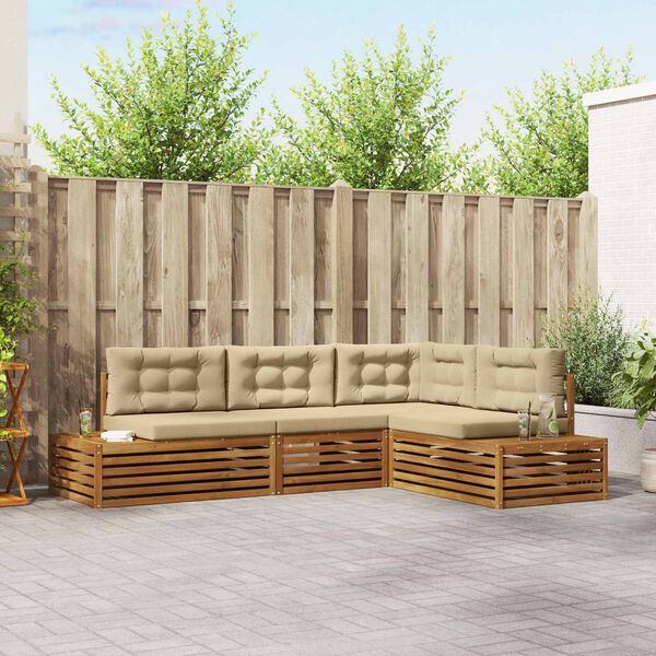 vidaXL V&auml;li diivanikomplekt padjaga 4 T&uuml;kk Looduslik ja beež