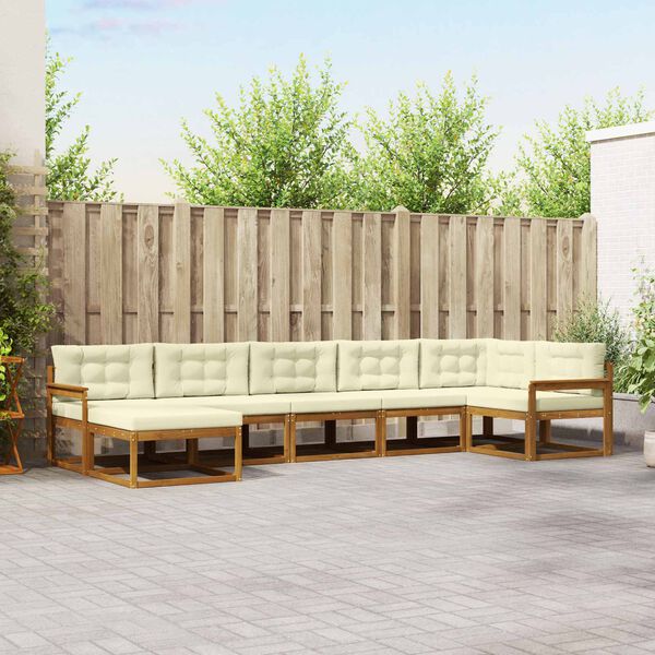 vidaXL V&auml;li diivanikomplekt padjaga 7 pcs Looduslik ja kreem