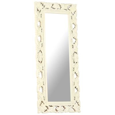 vidaXL, käsitsi nikerdatud peegel, valge, 110 x 50 cm, mangopuit