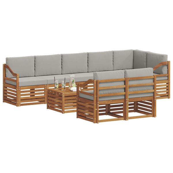 vidaXL Diivanikomplektid 9 pcs Looduslik ja Hele Hall Tugev akatsiapuu