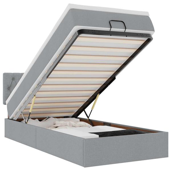 vidaXL ottomani voodi madratsiga, helehall, 100x200 cm, kangas