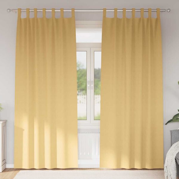 vidaXL Kardinad r&otilde;ngastega 2 pcs Beež 245 x 140 cm Pol&uuml;ester