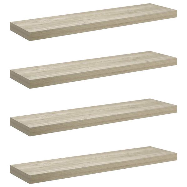 vidaXL seinariiulid, 4 tk, tammev&auml;rvi, 90 x 23,5 x 3,8 cm MDF