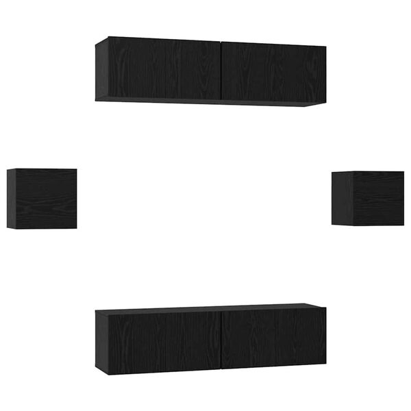 vidaXL Telerikapi komplekt 6 pcs Must tamm Tehispuit