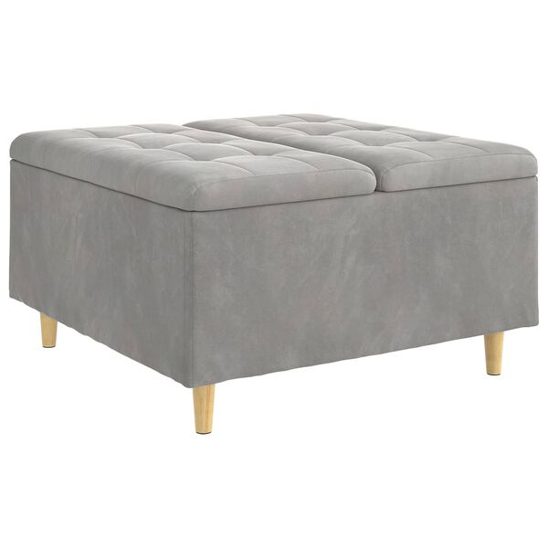 vidaXL Panipaigaga ottoman padjaga Helehall 80 x 80 x 45 cm Samet
