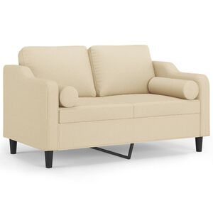 vidaXL 2-kohaline diivan patjadega, kreemjas, 120 cm, kangas