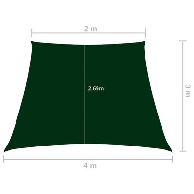 vidaXL oxford-kangast päikesepuri, trapets, 2/4x3 m m, tumeroheline