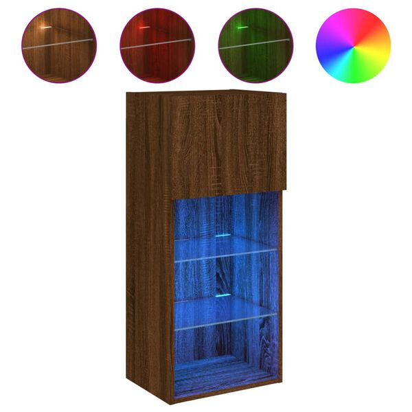 vidaXL LED-tuledega telerikapp, pruun tamm, 40,5 x 30 x 90 cm