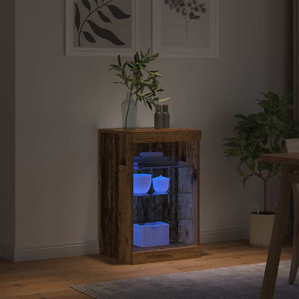 vidaXL LED Kummuti Vana puit 41 x 37 x 67 cm Tehispuit