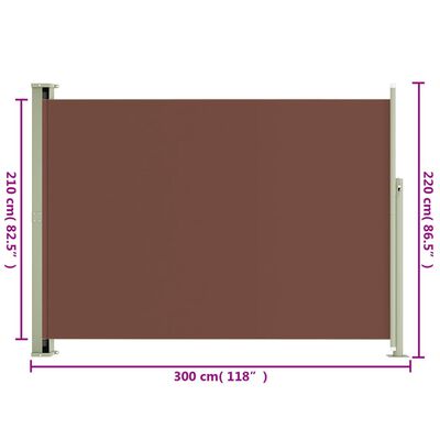 vidaXL lahtitõmmatav terrassi külgsein, 220x300 cm, pruun