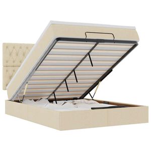 vidaXL ottomani voodi madratsiga, kreemjas, 140x190cm, kangas