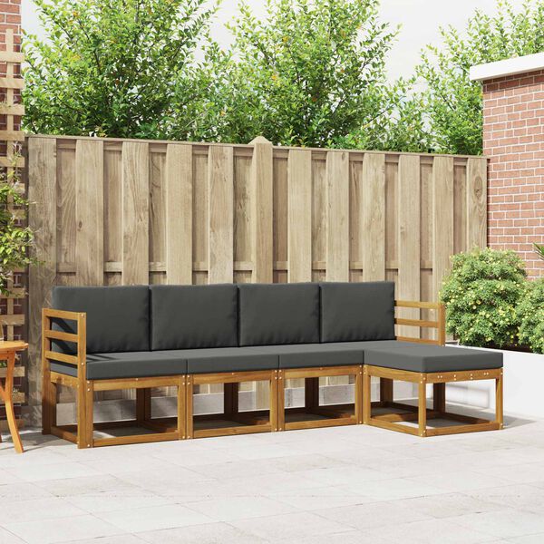 vidaXL V&auml;li diivanikomplekt padjaga 5 pcs Looduslik ja antriit