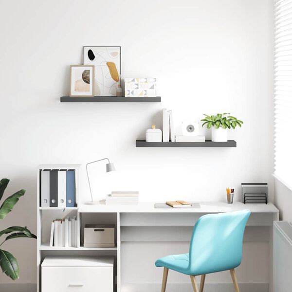 vidaXL seinariiulid, 2 tk, k&otilde;rgl&auml;ikega, hall, 80 x 23,5 x 3,8 cm MDF